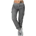 thumbnail image 1 of JURANMO Plus Size Elastic Waist Pocket Long Pants Hiking Pants Cargo Joggers Lightweight Athletic Workout Running Sweatpants for Women XS-4XL, 1 of 7