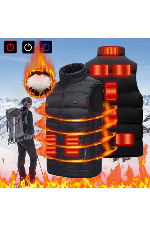 Plus Size Electric Heated Jackets Vest Winter,USB Intelligent Constant Temperature Coat for Men and Women with Single Heating Levels 9 Zones Heated Jacket 2024 Print Warm Down Heating Coat