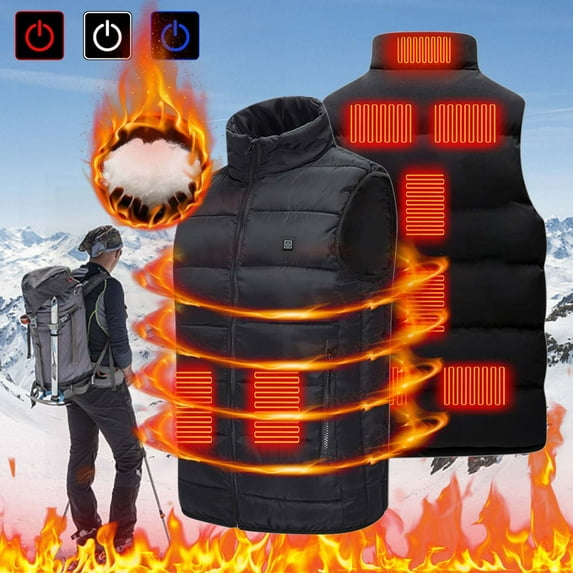 JURANMO Plus Size Electric Heated Jackets Vest Winter,USB Intelligent Constant Temperature Coat for Men and Women with Single Heating Levels 9 Zones Heated Jacket 2024 Print Warm Down Heating Coat