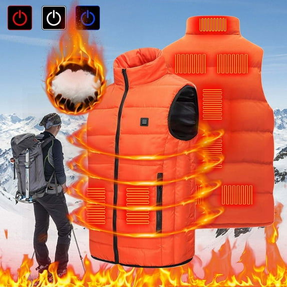 JURANMO Plus Size Electric Heated Jackets Vest Winter,USB Intelligent Constant Temperature Coat for Men and Women with Single Heating Levels 9 Zones Heated Jacket 2024 Print Warm Down Heating Coat