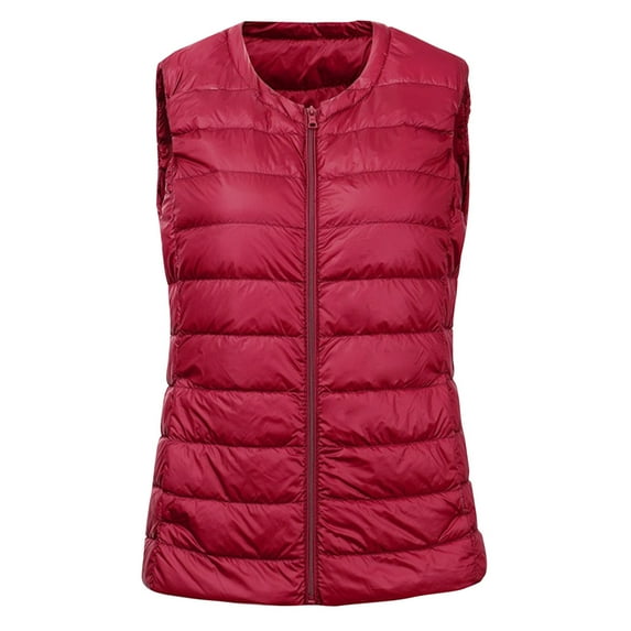 JURANMO Puffer Vest Women Plus Size,Womens Light Weight Classic V-neck Solid Color Warm Down Jacket Large Size Slim Short Coats 2024 Winter Trendy Portable Waistcoat Sleeveless Vest with Full Zipper