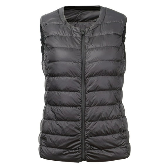 JURANMO Puffer Vest Women Plus Size,Womens Light Weight Classic V-neck Solid Color Warm Down Jacket Large Size Slim Short Coats 2024 Winter Trendy Portable Waistcoat Sleeveless Vest with Full Zipper