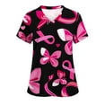 thumbnail image 1 of JURANMO Scrub Tops Women Pink Ribbon Breast Cancer Short Sleeve V Neck Scrubs Stretch Medical Nursing Uniform with Pockets Multicolor L, 1 of 3