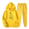 thumbnail image 1 of JURANMO Sweatsuits for Women Set, 2 Piece Outfits Cute Printed Hoodie Casual Lightweight Elastic Waist Sweatpants Long Sleeve Sweatshirt Matching Joggers Tracksuit Sets Yellow XL, 1 of 2