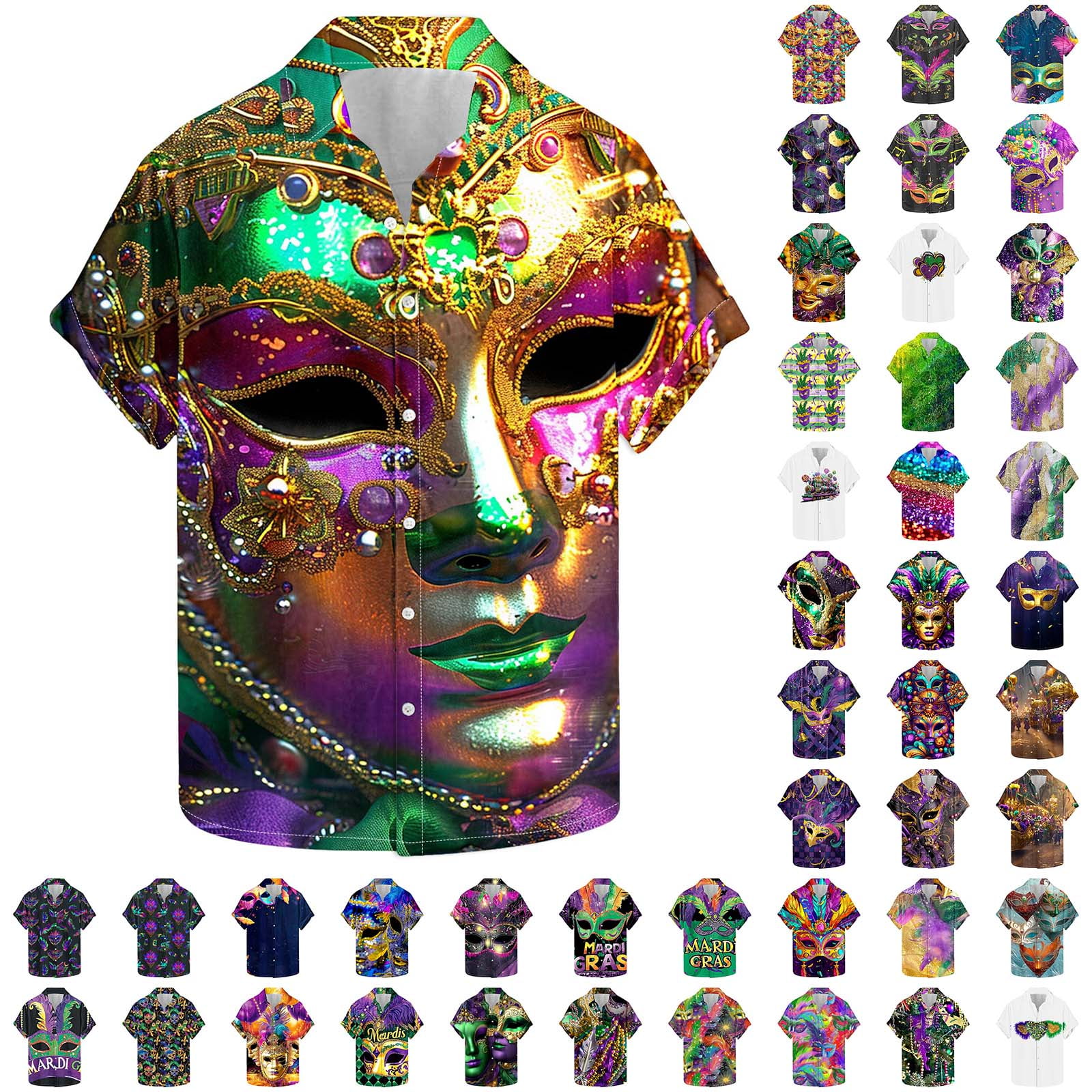 JURANMO Todays Daily Deals Mens Mardi Gras Shirt 2025 Novelty Graphic