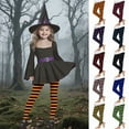 thumbnail image 1 of JURANMO Toddler Tights Halloween Leggings for Girls Striped Print Elastic Waist Holiday Party Legging Cosplay Costume Summer Savings Pink 7 Years, 1 of 7