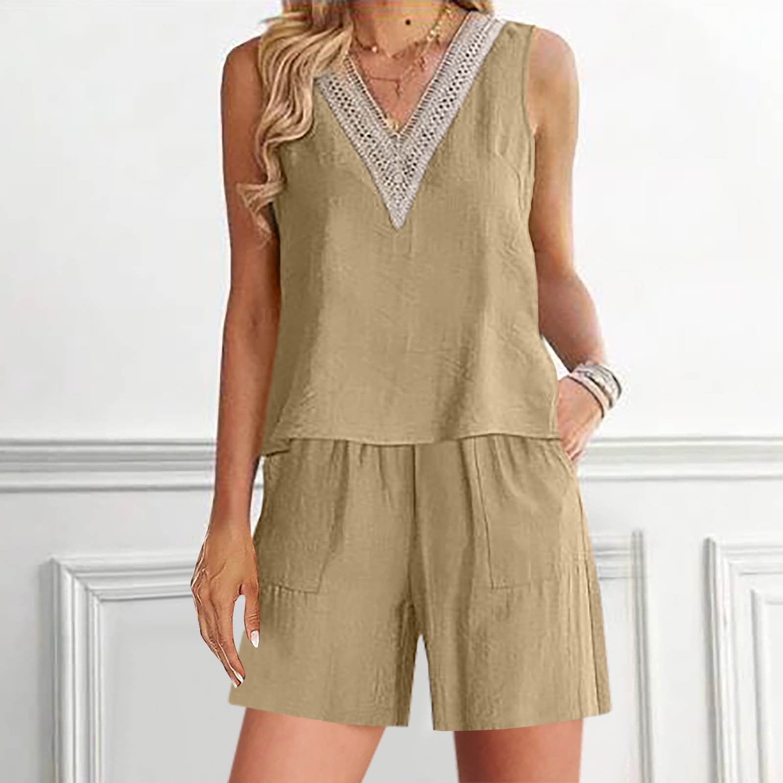 JURANMO Two Piece Linen Short Set for Women,Women's Summer 2 Piece — free download