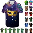 thumbnail image 1 of JURANMO Weekly Sale Mens Casual Button Down Lapel Hawaiian Shirts Novelty Mardi Gras Print Short Sleeve Tee Tops 2025 Carnival Outfits Multicolor XL, 1 of 6
