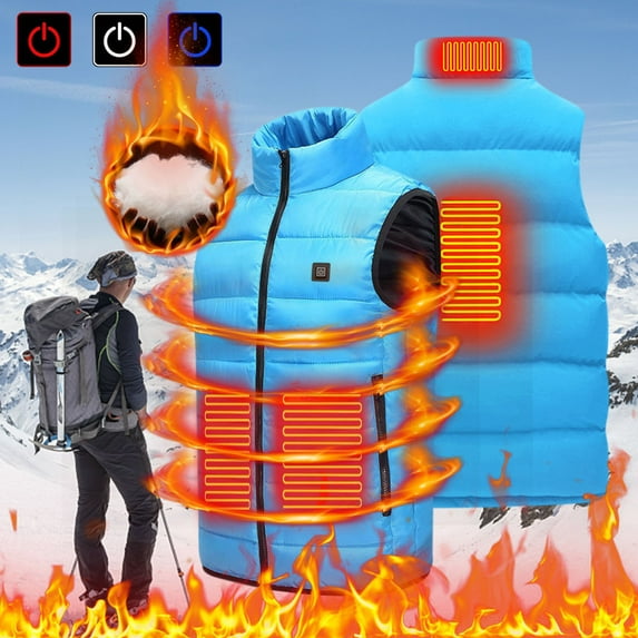 JURANMO Winter Outdoor Soft Shell Electric Heating Vest Coat,Plus Size USB Intelligent Constant Temperature Coat for Men and Women with Single Levels 4 Zones Heated Jacket 2024 Print Warm Down Coat