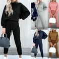 thumbnail image 1 of JURANMO Women Fashion Tracksuits Drop Shoulder Lantern Long Sleeve Tops and Jogger Pants Sets Casual Work Sweatsuits 2 Piece Outfits Gray M, 1 of 6