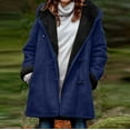 thumbnail image 1 of JURANMO Women Fleece Lined Jackets Clearance Sale,2024 Winter Women's Classic Long Sleeve Vintage Solid Color Outwear Suede Leather Horn Buttons Jacket with Pockets Hooded Coats Casual Warm Plush Coat, 1 of 4
