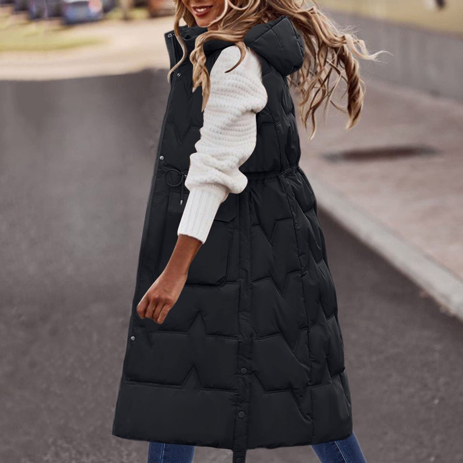 JURANMO Women Long Puffer Vest Down Quilted Lightweight,2024 JURANMO Women Long Puffer Vest Down Quilted Lightweight,2024