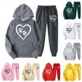 thumbnail image 1 of JURANMO Women Workout 2 Piece Sets Paw and Heart Graphic Long Sleeve Hooded Pullover Tops Drawstring Jogger Sweatpants Set Gym Sport Outfits with Pockets Gray XXL, 1 of 3