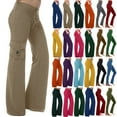 thumbnail image 1 of JURANMO Women Workout Out Leggings Stretch Waist Button Pocket Yoga Gym Loose Pants Drawstring Cargo Pant Wide Leg Trousers, 1 of 9