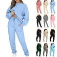 thumbnail image 1 of JURANMO Women's 2 Piece Sweatsuit Outfits Long Sleeve Crewneck Pullover Sweatshirt and Drawstring Jogger Pants Plus Size Lounge Sets Blue S 50% Percent off Sales Today, 1 of 9