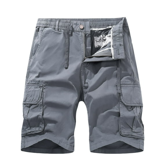 JURANMO Women's Casual Cargo Shorts Elastic Waist Drawstring Cotton Loose Fit Outdoor Multi Pockets