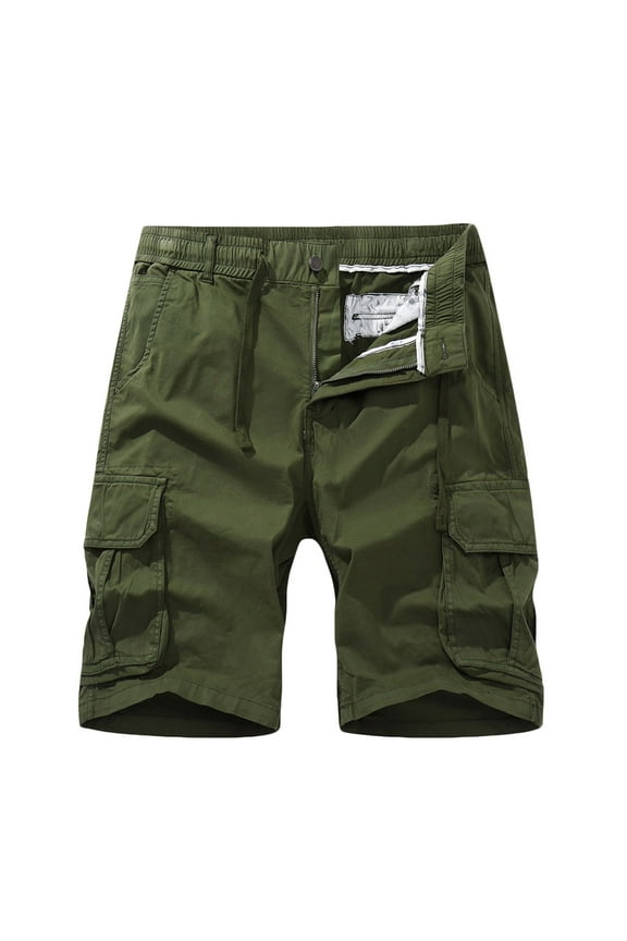 Women's Casual Cargo Shorts Elastic Waist Drawstring Cotton Loose Fit Outdoor Multi Pockets