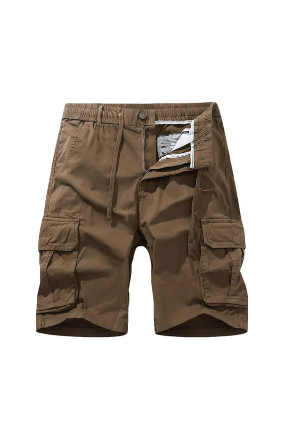 Women's Casual Cargo Shorts Elastic Waist Drawstring Cotton Loose Fit Outdoor Multi Pockets