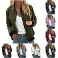 thumbnail image 1 of JURANMO Women's Fall Jacket Fashion Full Zip Bomber Jackets Casual Elastic Ribbed Flight Varsity Jacket with Pockets Deals of The Day Clearance X-Green#Comfortable S, 1 of 7