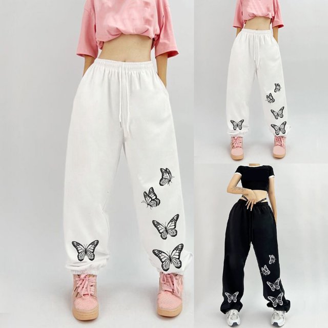 JURANMO Women's Jogger Pants Drawstring Elastic High Waist Baggy