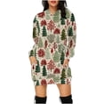 thumbnail image 1 of JURANMO Womens Mid Length Dress Merry Christmas Vintage Print Long Sleeve Dress Casual Loose Fit Sweatshirt Dresses with Pockets Today's Deals C-Brown#Christmas Vintage Printed S, 1 of 5