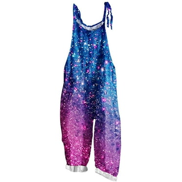 JURANMO Womens Overalls Wide Leg Jumpsuits Fashion Gradient Color Print Rompers Casual Loose Straps Jumpers with Pockets Deal of The Day Clearance Multicolor#Purple S