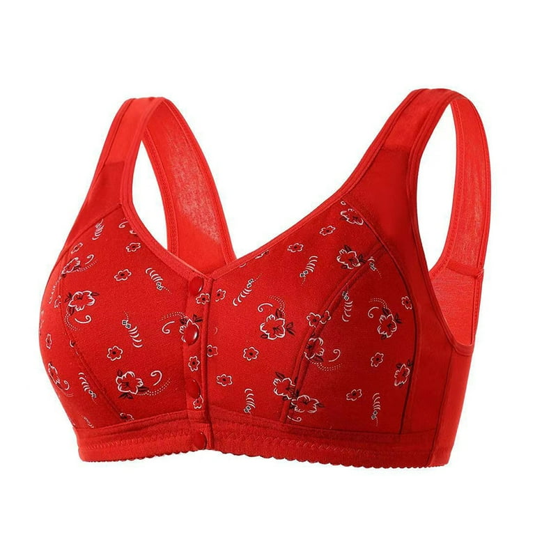JURANMO Womens Sports Bra Clearance Sale,Woman's Comfortable Lace  Breathable Bra Underwear No Rims Classic Printed Front Button Buckle Trendy  Bras
