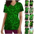 thumbnail image 1 of JURANMO Womens St Patricks Day Scrub Tops,Shamrock Scrub_Tops for Women,Women's St Patrick's Day Scrubs Tops Short Sleeve V Neck Irish Shamrock Stretchy Work Uniform Clothes 2025, 1 of 4