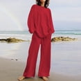 thumbnail image 1 of JURANMO Womens Summer Outfits Plus,Womens 2 Piece Sets Summer Trendy Solid Half Sleeve Crewneck Tops Wide Leg Palazzo Pants with Pockets 2024 Casual, 1 of 7