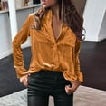 thumbnail image 1 of JURANMO Womens Velvet Long Sleeve Shirts Retro,Women's Ladies 2024 Trendy Loose Cozy Velours Button Down Tops Casual Solid Color Lapel Collar T-Shirts Blouses with Pockets, 1 of 5