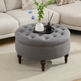 thumbnail image 1 of BRILHAMEZ 31.5" Round Oversized Storage Ottoman, Linen Cocktail Coffee Table with Reversible Flip-Top Lid for Living Room, Dark Gray, 1 of 6