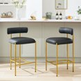 thumbnail image 1 of JURANYAZHU Bar Stools Set of 2 Chairs 26" High,with Back and Footrest,Metal Frame PU Fabric for Kitchen Island Counter, Bistro, Coffee Shop,Black, 1 of 6