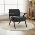 thumbnail image 1 of JURANYAZHU Mid-Century Modern Accent Chair Solid Wood Frame Armchair Comfortable Reading Chair PU Fabric for Bedroom, Living Room, and Study Room,Black, 1 of 6