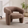 thumbnail image 1 of JURANYAZHU Modern Barrel Accent Chair Round Armchair,Lambswool Fabric,for Bedrooms Living Rooms Study Rooms Balconies,Brown, 1 of 8