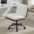 thumbnail image 1 of JURANYAZHU Office Chair,Height-Adjustable Swivel with Wheels,Short Plush Fabric Armless Vanity Chair for Home Office,Beige, 1 of 6
