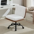 thumbnail image 1 of JURANYAZHU Office Chair,Height-Adjustable Swivel with Wheels,Short Plush Fabric Armless Vanity Chair for Home Office,White, 1 of 6