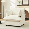 thumbnail image 1 of BRILHAMEZ 35" Oversized Accent Chair, Modern Corduroy Lounge Chair with Armrest Pillows, Comfy Reading Sofa for Living Room & Bedroom, White, 1 of 9
