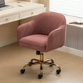 thumbnail image 1 of JURANYAZHU Velvet Office Chair, Ergonomic Desk Chair with Adjustable Height, 360° Swivel, Padded Armrests for Home Office, Pink, 1 of 10
