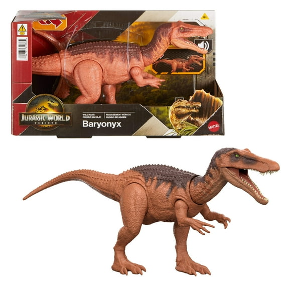 Jurassic World Rebirth Wild Roar Baryonyx Dinosaur Toy, Tail Controlled Attack Chomp & Sound