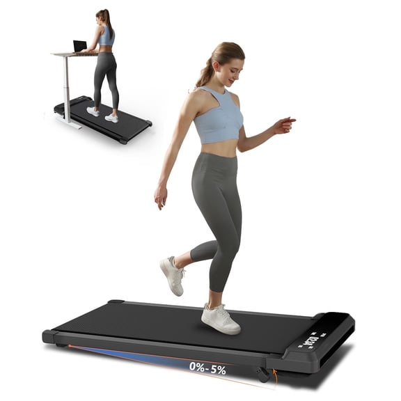 JURITS 2-in-1 Walking Pad and Jogging Under-Desk Treadmill with Remote Control, Portable LED Display, Black