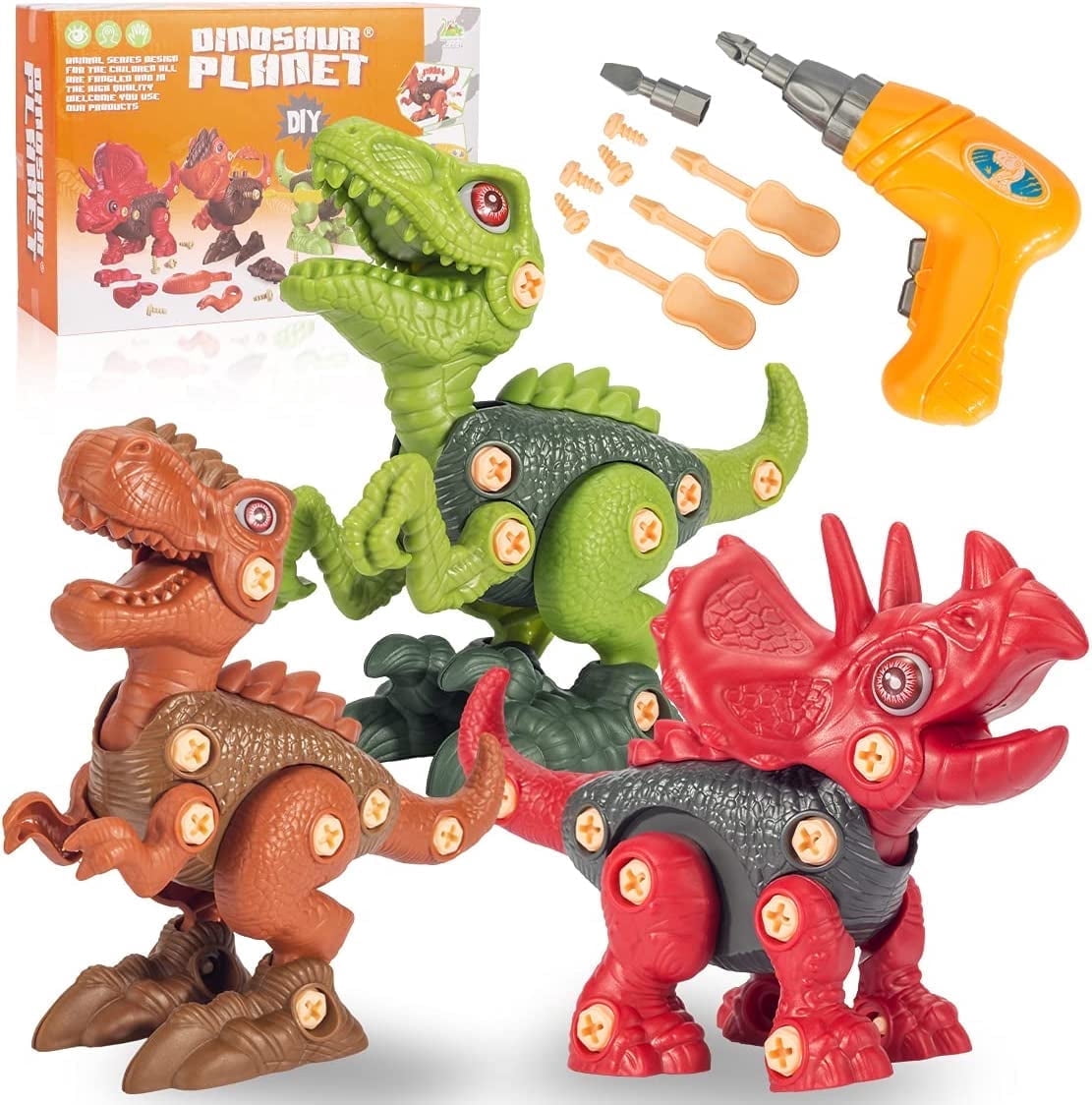 American Raven JURRASIC Dinosaur Toys for 3 4 5 6 7 Year Old, Take Apart Dinosaur Toys for Kids Boys Girls 3-5, 5-7 STEM Construction Building Kids Toys, Buildi