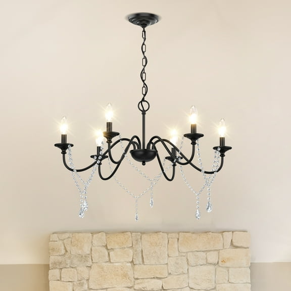 JURULU 6-Light Crystal Dimmable Classic / Traditional Chandelier