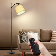 JURULU Arc Floor Lamp, Modern Floor Lamp with Romote Control and Stepless Dimmable Bulb,9W LED Bulb Included, Standing lamp for Living Room, Bedroom, Office (Black)