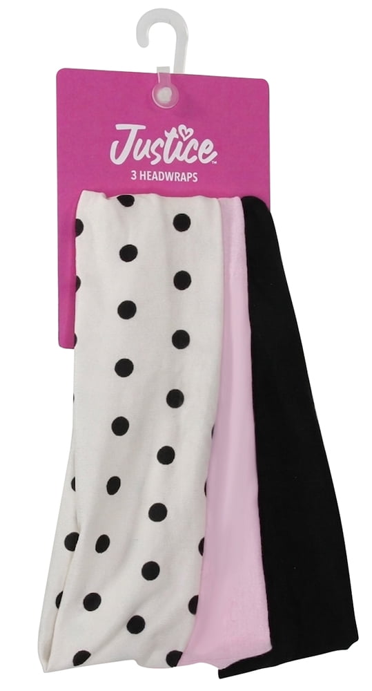 Justice Girls Soft Headbands, 3-Piece Set, Pink/Black
