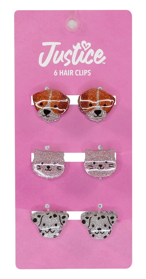 Justice Girls Animal Mini Claw Clips, 6-Piece, Multi