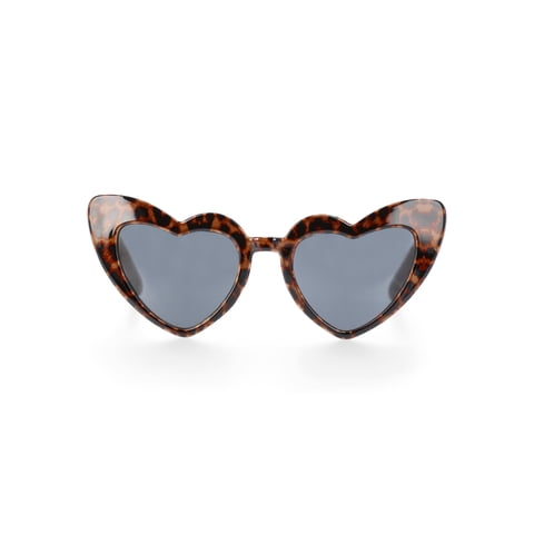 Girls Heart-Shaped Cheetah Print Sunglasses with UV Protection