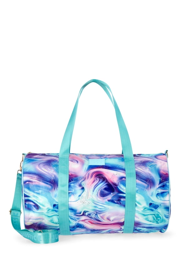 Girls Print Round Duffle Bag, Blue