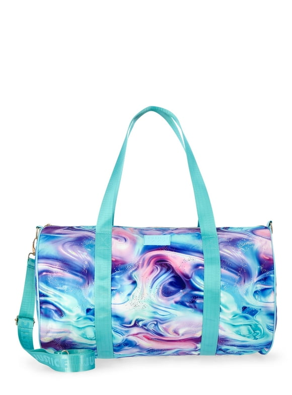 Girls Print Round Duffle Bag, Blue