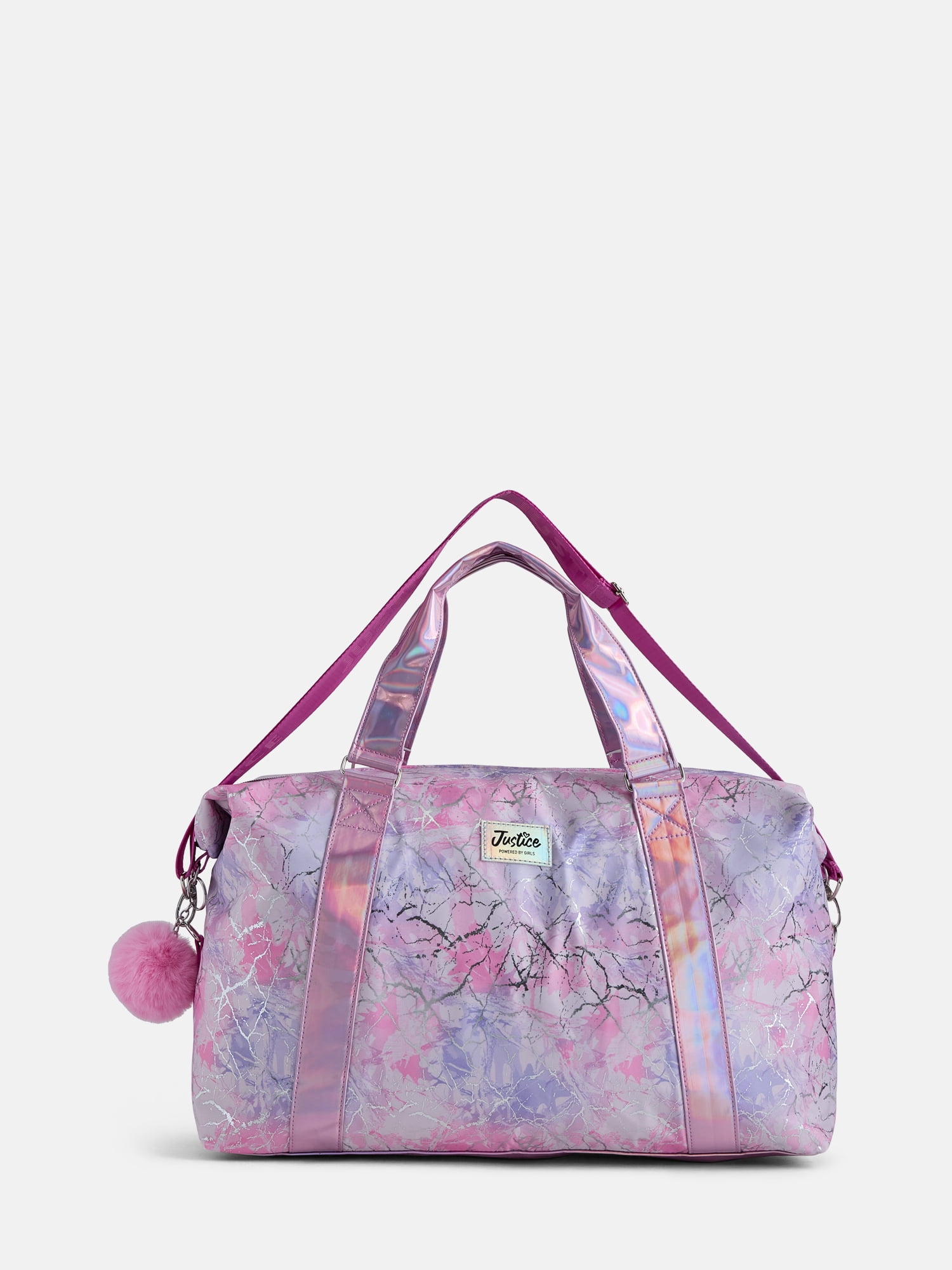 Justice Girls Printed Round Duffle Bag, Pink Graffiti