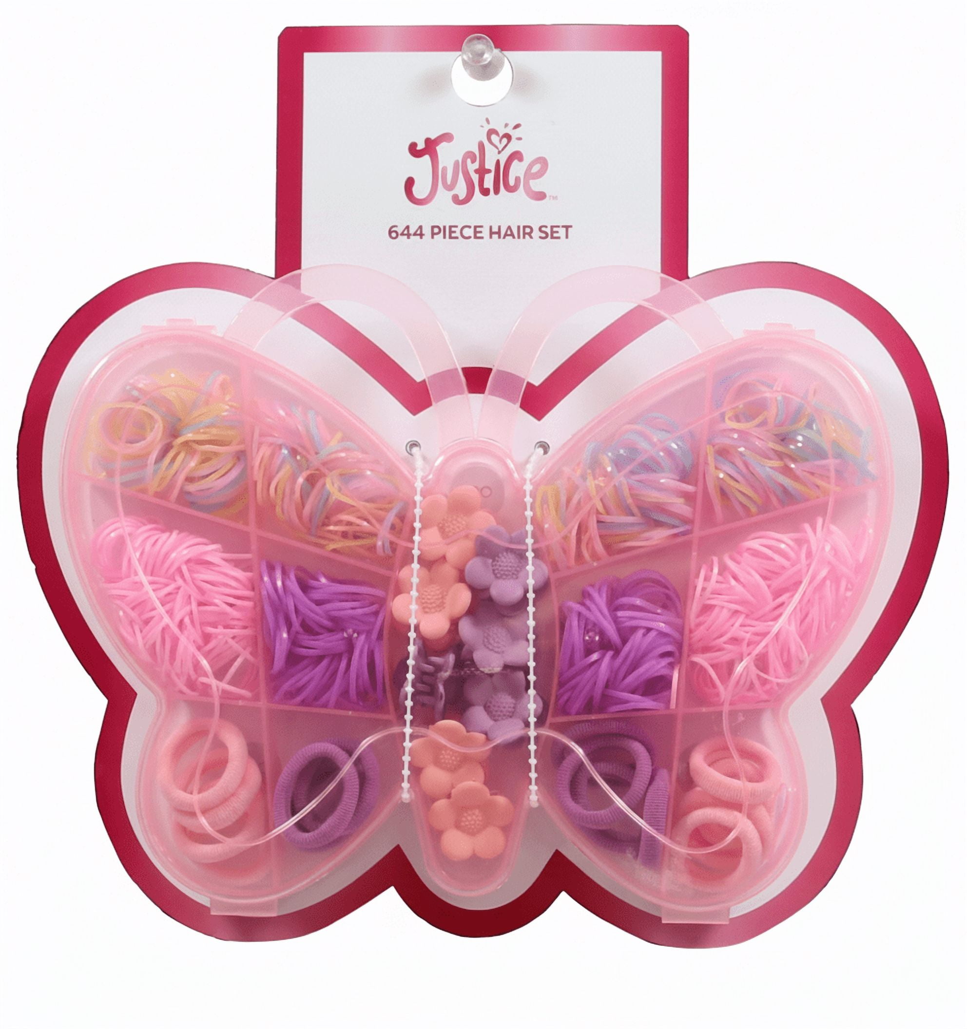 Justice Girls Hair Accessories with Butterfly Case, 575-Piece Set